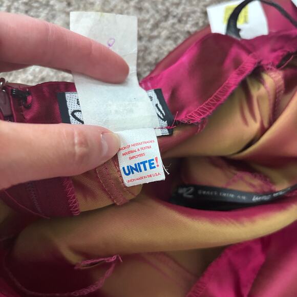 Vintage 90s Zum Zum Satin Maxi Skirt Jewel Tone Red/Pink Formal Small Whimsical - Picture 6 of 13